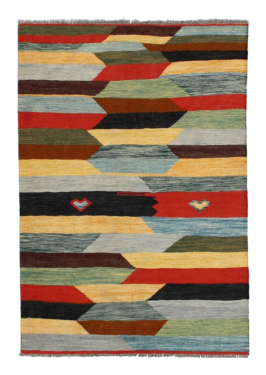 Taimany - Multicolor Tribal Wool Kilim Rug - Hand-Woven 174x120cm