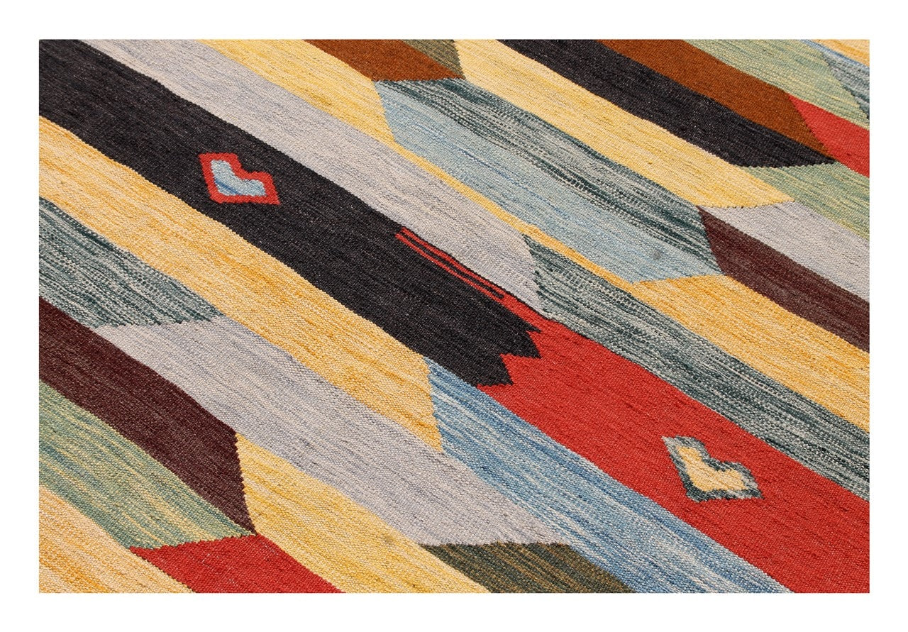 Taimany - Multicolor Tribal Wool Kilim Rug - Hand-Woven 174x120cm