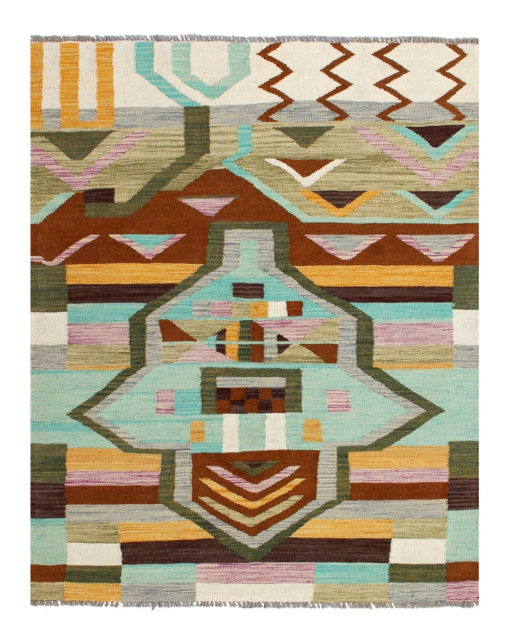 Taimany - Multicolor Tribal Wool Kilim Rug - Hand-Woven 180x120cm