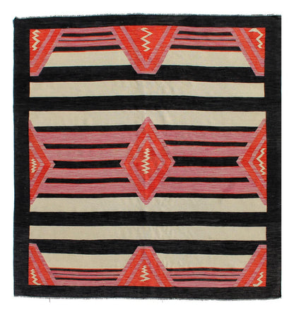 Tappeto Kilim moderno in lana multicolore 290x250cm
