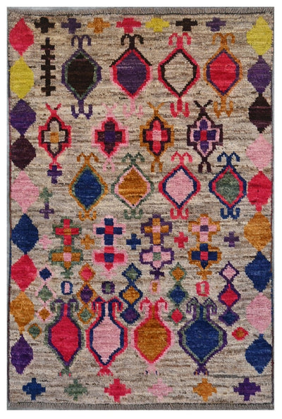 Taimany - Tappeto Tribale in Lana Multicolore - Fatto a Mano 114x76cm - CarpetLiving