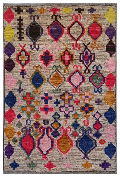 Taimany - Multicolor Tribal Wool Rug - Hand-Knotted 114x76cm