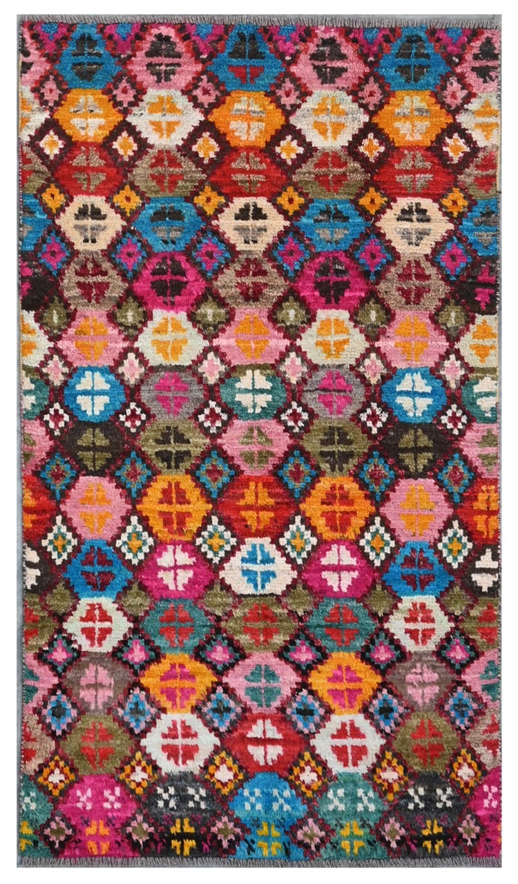 Taimany - Multicolor Tribal Wool Rug - Hand-Knotted 145x79cm