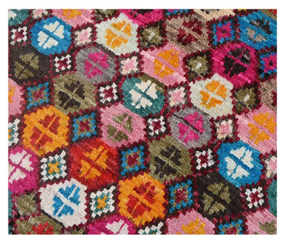 Taimany - Tappeto Tribale in Lana Multicolore - Fatto a Mano 145x79cm - CarpetLiving