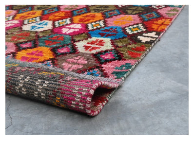 Taimany - Tappeto Tribale in Lana Multicolore - Fatto a Mano 145x79cm - CarpetLiving