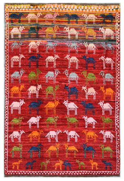 Taimany - Tappeto Tribale in Lana Multicolore - Fatto a Mano 139x90cm
