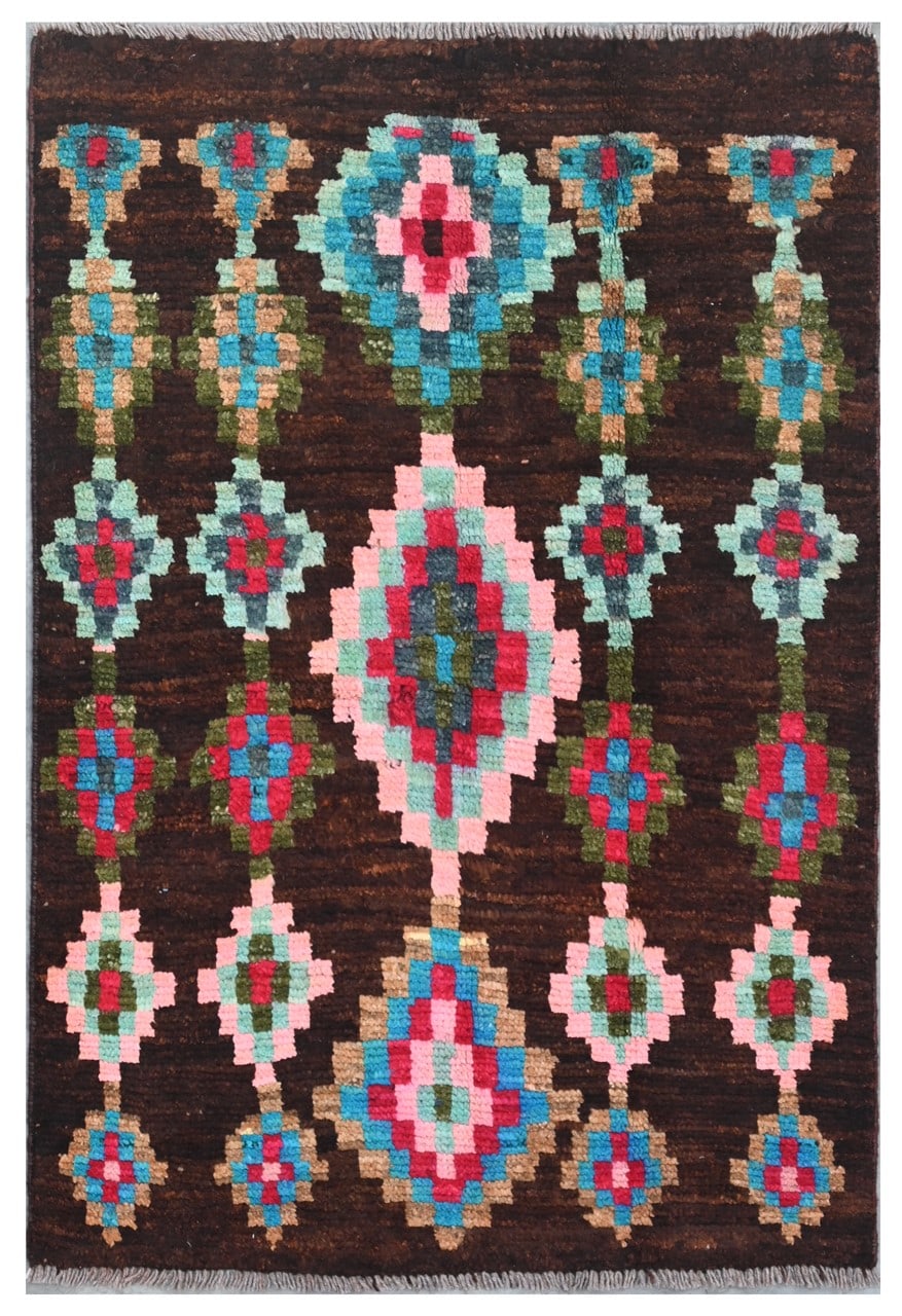 Taimany - Multicolor Tribal Wool Rug - Hand-Knotted 107x78cm