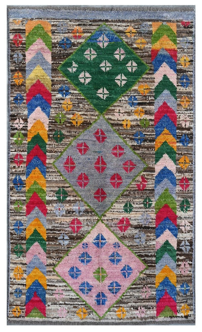 Taimany - Tappeto Tribale in Lana Multicolore - Fatto a Mano 148x84cm - CarpetLiving
