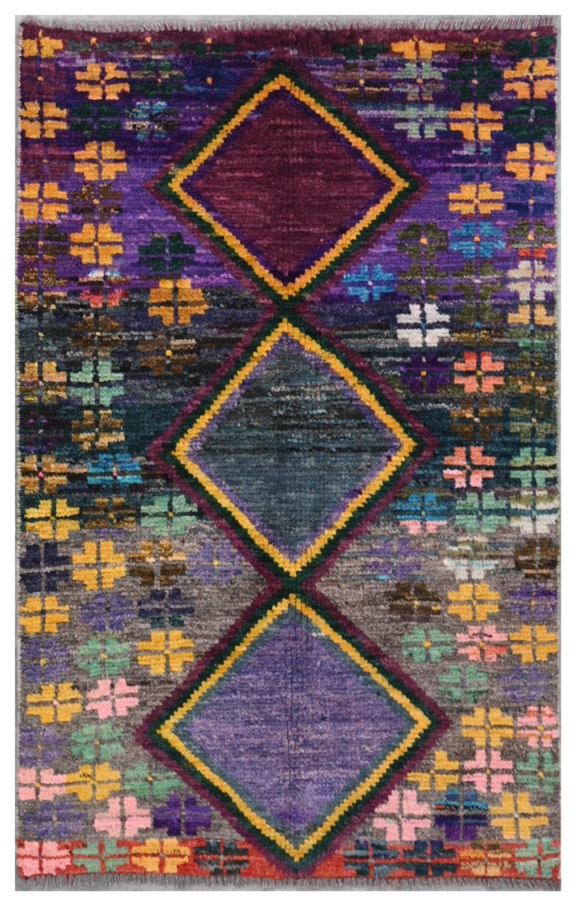 Taimany - Multicolor Tribal Wool Rug - Hand-Knotted 119x73cm