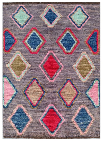 Taimany - Tappeto Tribale in Lana Multicolore - Fatto a Mano 138x86cm