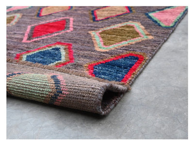 Taimany - Tappeto Tribale in Lana Multicolore - Fatto a Mano 138x86cm