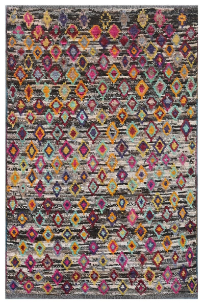 Taimany - Tappeto Tribale in Lana Multicolore - Fatto a Mano 125x81cm