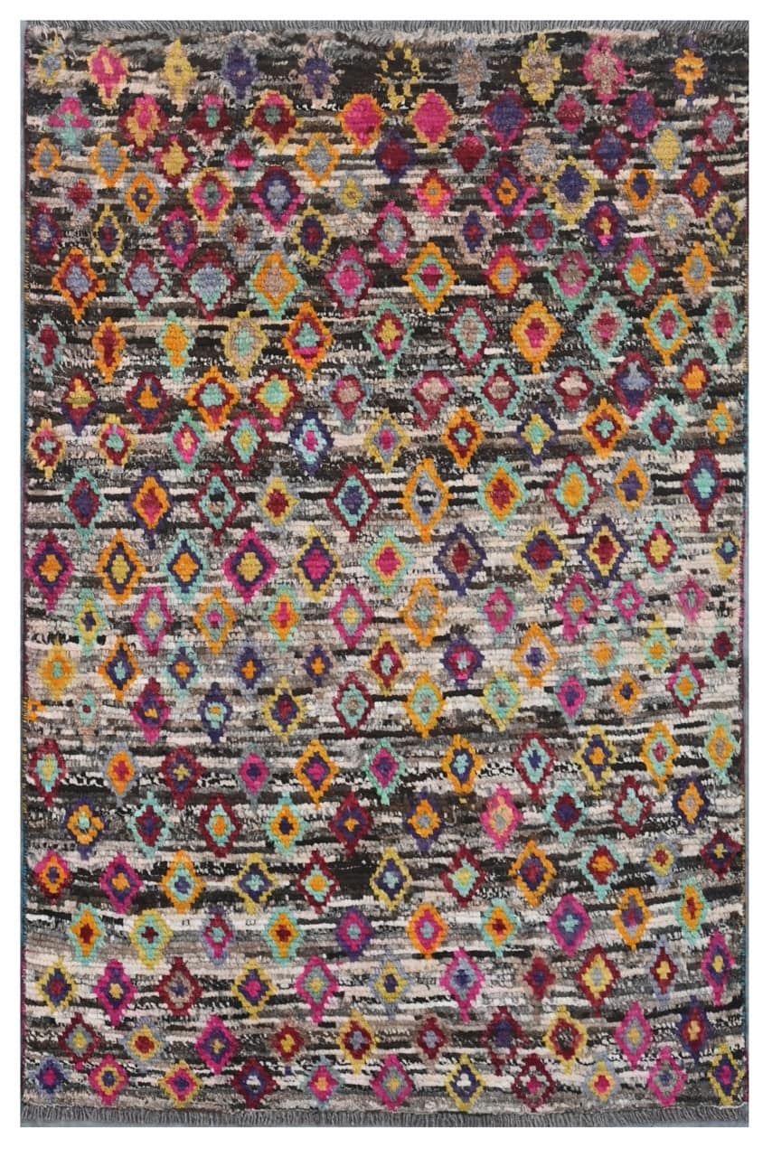 Taimany - Multicolor Tribal Wool Rug - Hand-Knotted 125x81cm