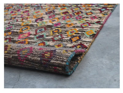 Taimany - Tappeto Tribale in Lana Multicolore - Fatto a Mano 125x81cm