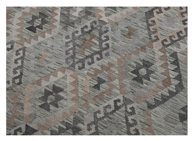 Tappeto Kilim Afghan Grigio Naturale, Fatto a mano, 244x172cm - CarpetLiving