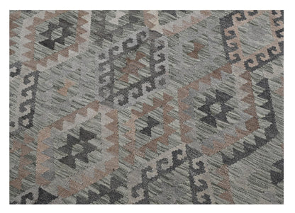 Tappeto Kilim Afghan Grigio Naturale, Fatto a mano, 244x172cm