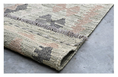 Tappeto Kilim Afghan Grigio Naturale, Fatto a mano, 244x172cm