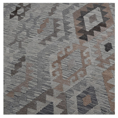 Tappeto Kilim Afghan Grigio Naturale, Fatto a mano, 294x198cm