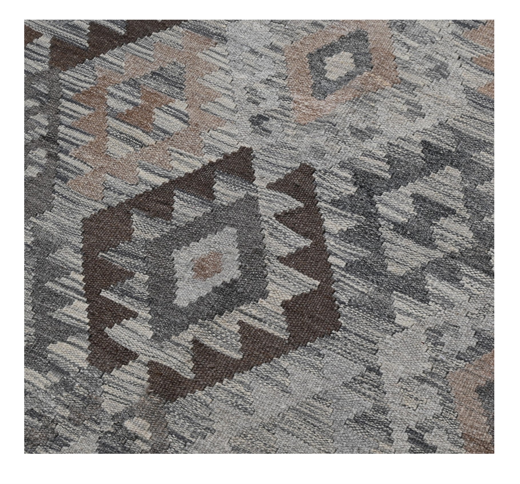 Tappeto Kilim Afghan Grigio Naturale, Fatto a mano, 294x198cm
