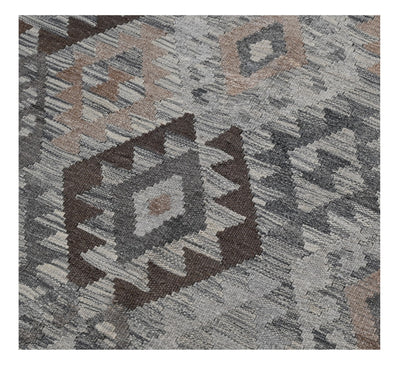 Handmade Natural Grey Afghan Kilim Rug, 294x198cm