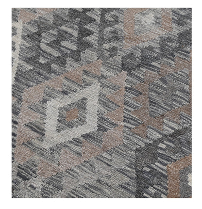 Tappeto Kilim Afghan Grigio Naturale, Fatto a mano, 293x199cm
