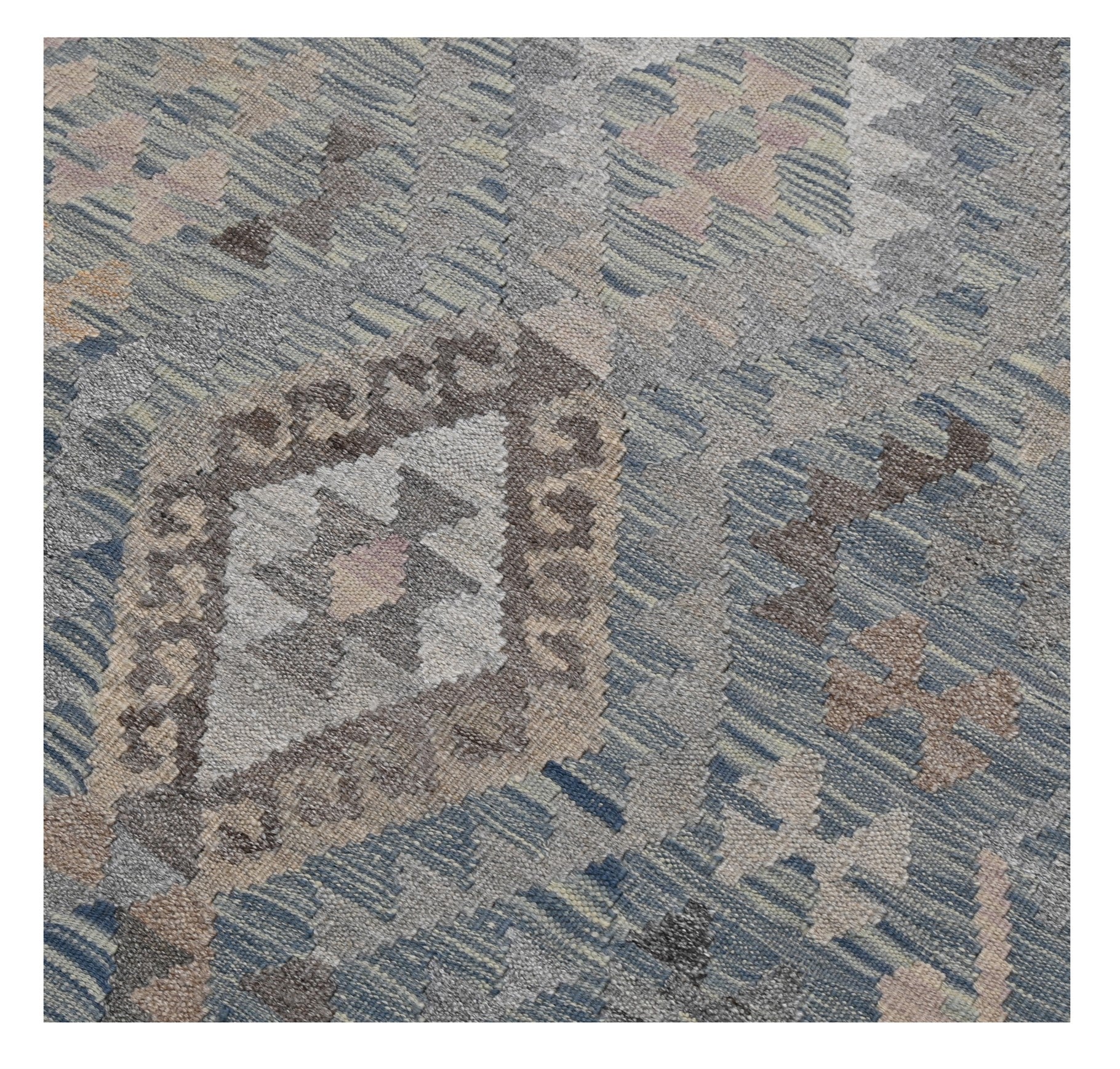 Tappeto Passatoia Kilim Grigio Naturale, Fatto a mano, 298x86cm