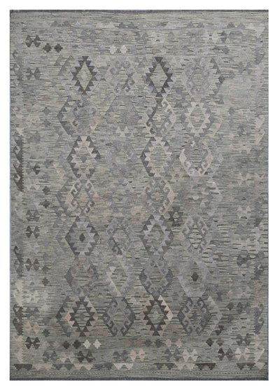 Tappeto Kilim Afghan Grigio Naturale, Fatto a mano, 295x213cm - CarpetLiving