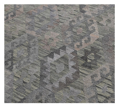 Tappeto Kilim Afghan Grigio Naturale, Fatto a mano, 295x213cm