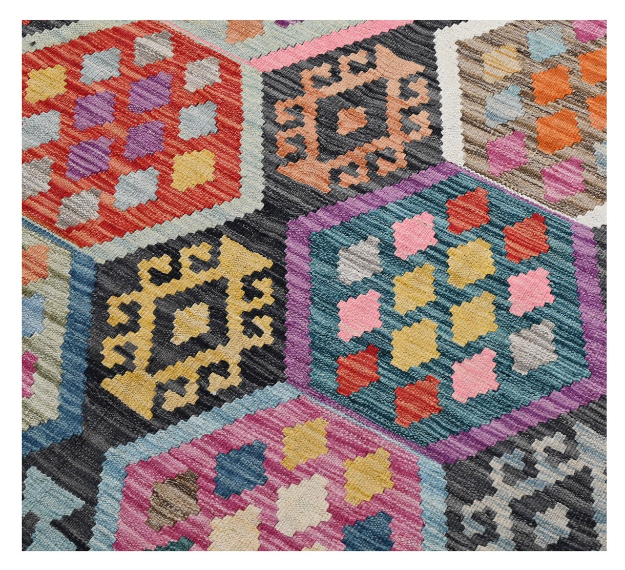 Tappeto Kilim Kaudani Afghan fatto a mano multicolore 305x208cm
