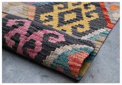 Tappeto Kilim Kaudani Afghan fatto a mano multicolore 298x211cm