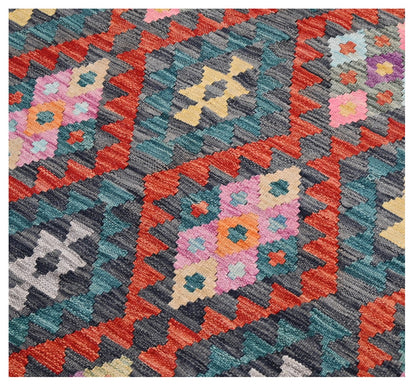 Tappeto Kilim Kaudani Afghan fatto a mano multicolore 299x200cm