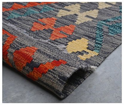 Tappeto Kilim Kaudani Afghan fatto a mano multicolore 299x200cm