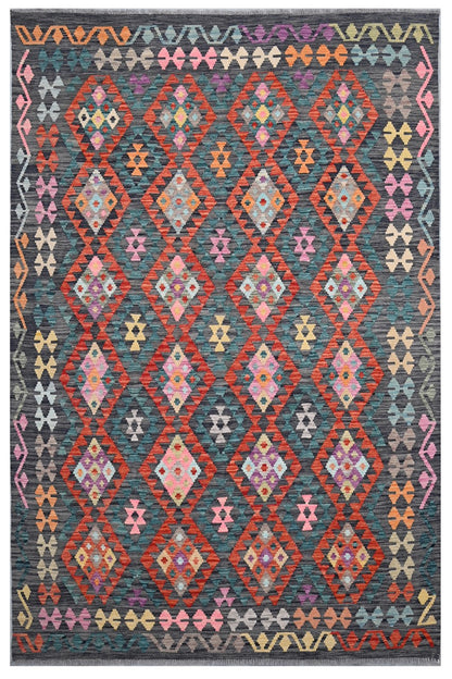 Tappeto Kilim Kaudani Afghan fatto a mano multicolore 299x200cm