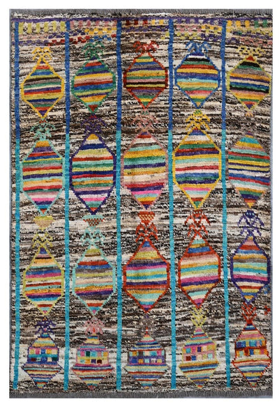 Taimany - Tappeto Tribale in Lana Multicolore - Fatto a Mano 139x84cm