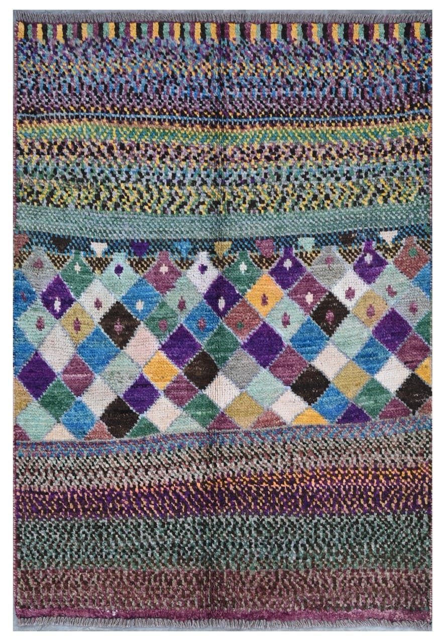 Taimany - Multicolor Tribal Wool Rug - Hand-Knotted 120x80cm
