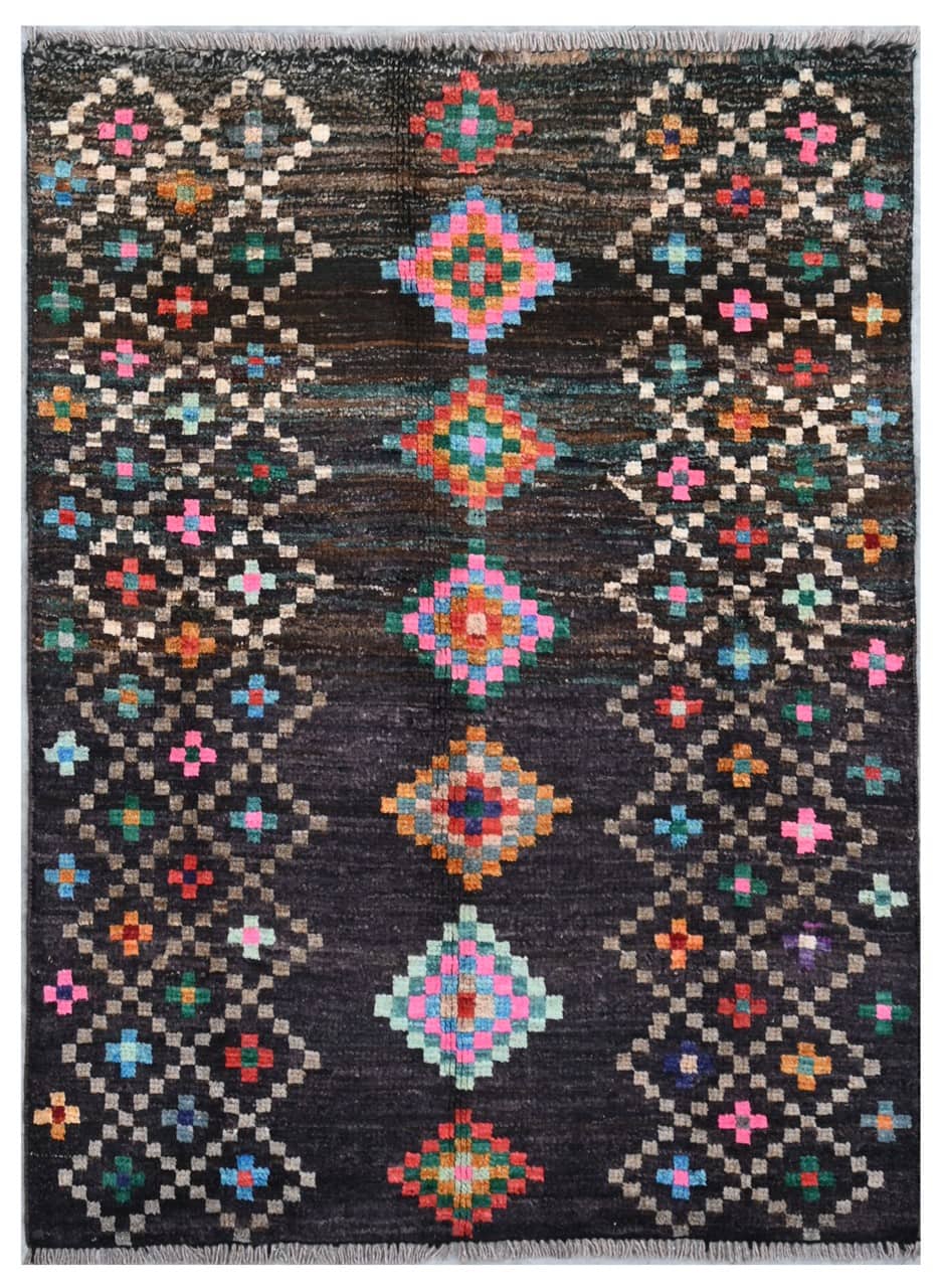 Taimany - Multicolor Tribal Wool Rug - Hand-Knotted 117x83cm