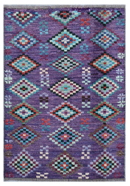 Taimany - Multicolor Tribal Wool Rug - Hand-Knotted 110x76cm