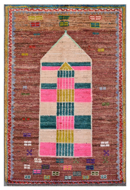 Taimany - Multicolor Tribal Wool Rug - Hand-Knotted 145x90cm