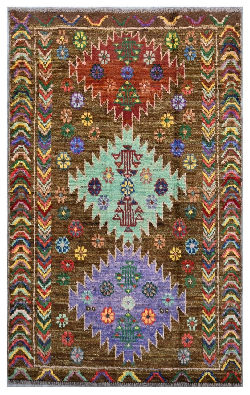 Taimany - Multicolor Tribal Wool Rug - Hand-Knotted 138x84cm
