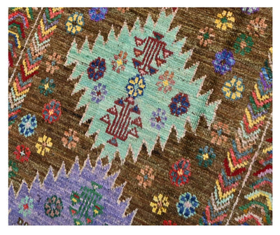 Taimany - Tappeto Tribale in Lana Multicolore - Fatto a Mano 138x84cm
