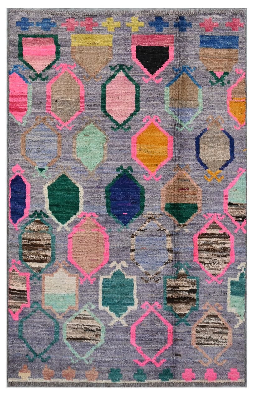 Taimany - Multicolor Tribal Wool Rug - Hand-Knotted 145x89cm