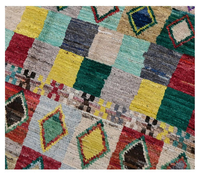 Taimany - Tappeto Tribale in Lana Multicolore - Fatto a Mano 125x76cm - CarpetLiving