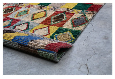 Taimany - Tappeto Tribale in Lana Multicolore - Fatto a Mano 125x76cm - CarpetLiving