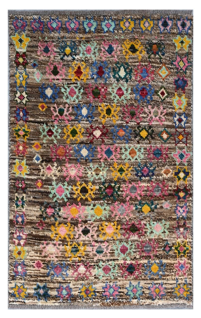 Taimany - Multicolor Tribal Wool Rug - Hand-Knotted 123x76cm