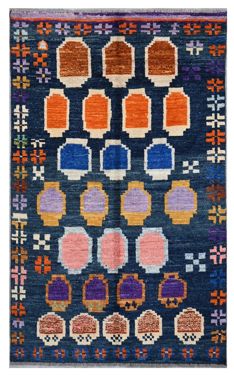Taimany - Multicolor Tribal Wool Rug - Hand-Knotted 184x108cm
