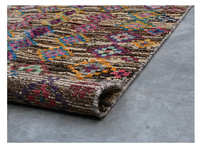 Taimany - Tappeto Tribale in Lana Multicolore - Fatto a Mano 112x76cm