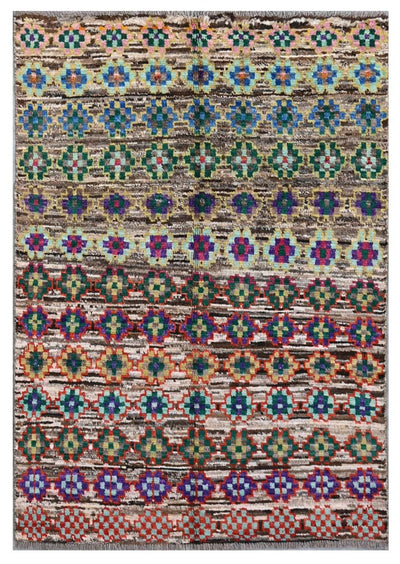 Taimany - Tappeto Tribale in Lana Multicolore - Fatto a Mano 139x94cm