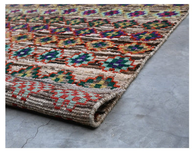 Taimany - Tappeto Tribale in Lana Multicolore - Fatto a Mano 139x94cm