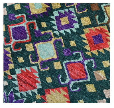 Taimany - Tappeto Tribale in Lana Multicolore - Fatto a Mano 141x86cm - CarpetLiving