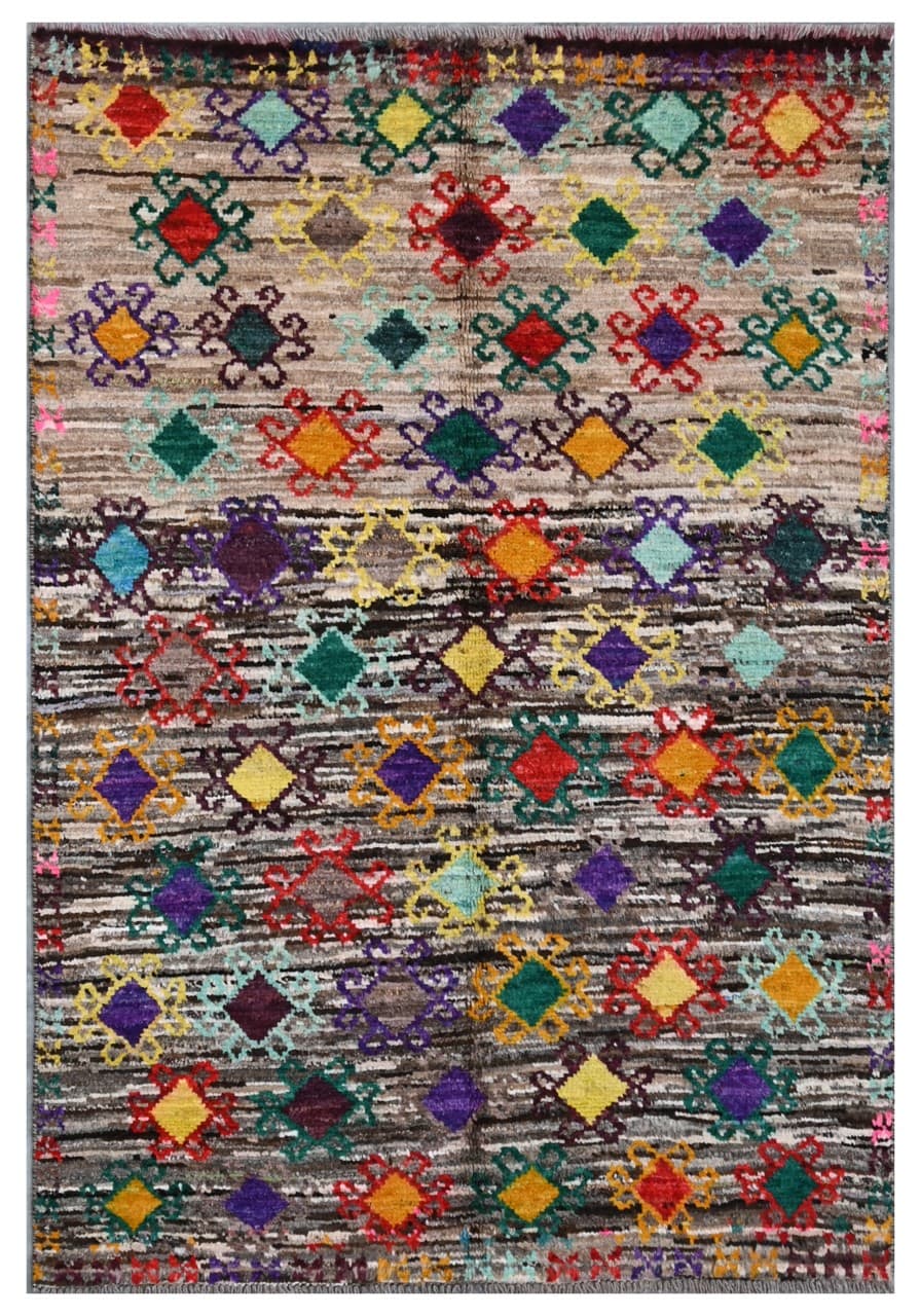Taimany - Multicolor Tribal Wool Rug - Hand-Knotted 139x94cm